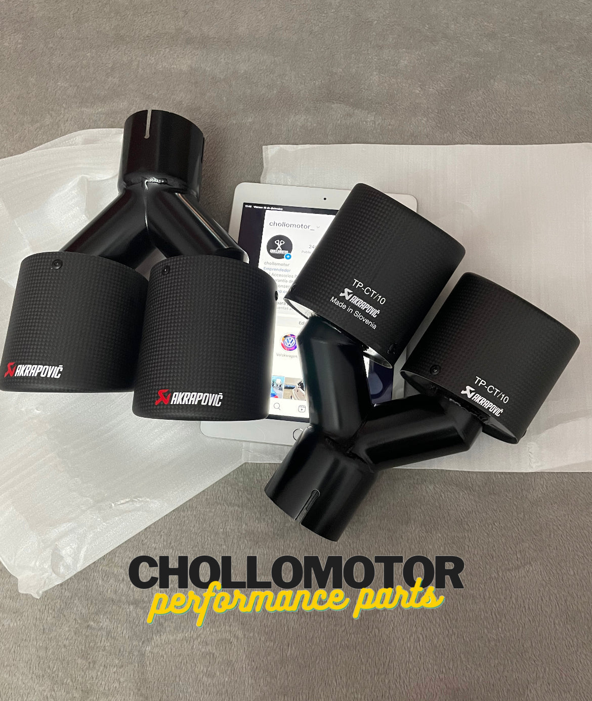 Colas escape doble carbono mate canto redondo