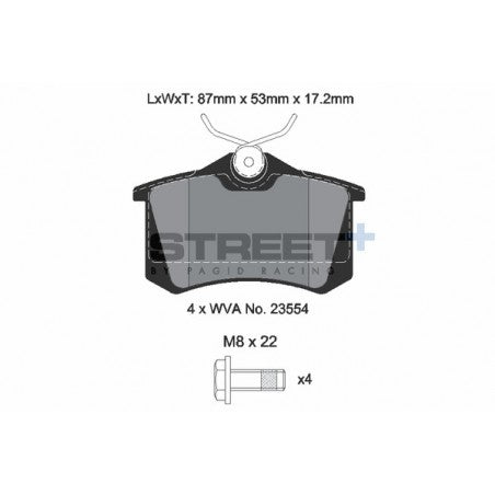 Pastillas Freno Traseras Pagid Street + Skoda Fabia Mk4 (PJ3) 1.5TSI