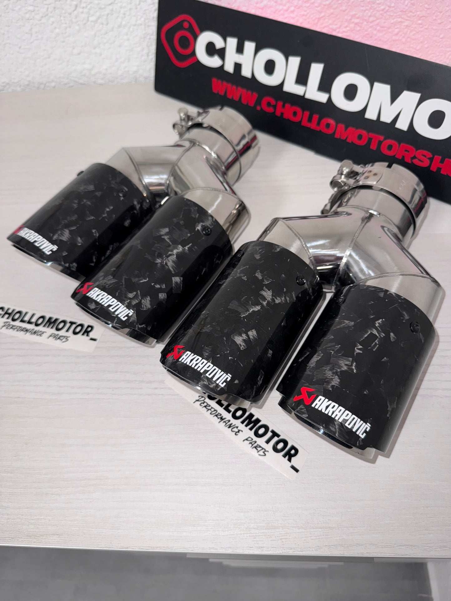 Colas escape dobles Carbono Forjado Brillo