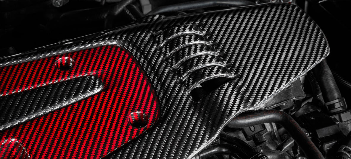 Tapa de motor de fibra de carbono y kevlar rojo Eventuri para Honda Civic Type R FK2 / FK8 / FL5
