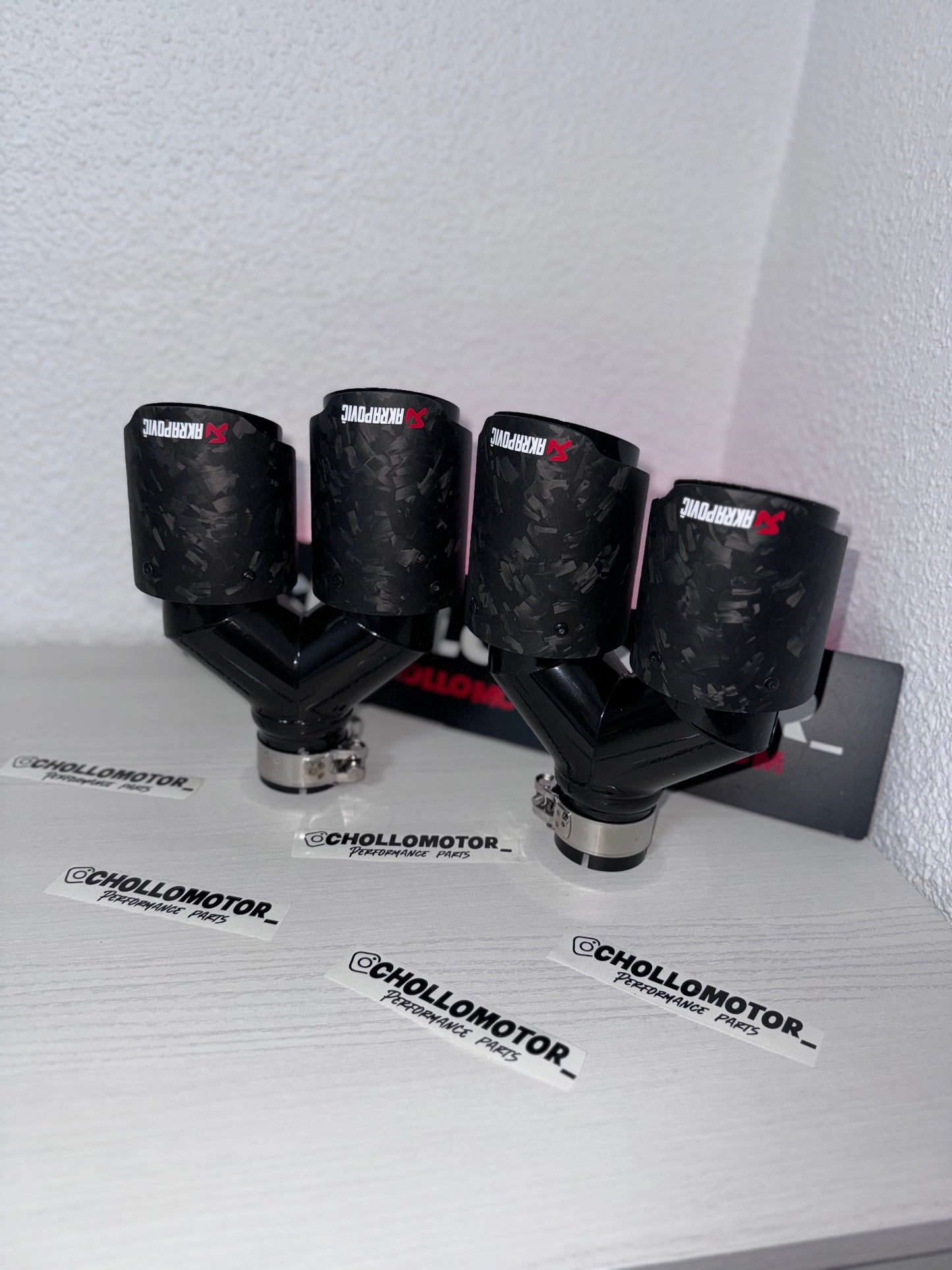 Colas escape dobles Carbono Forjado Mate
