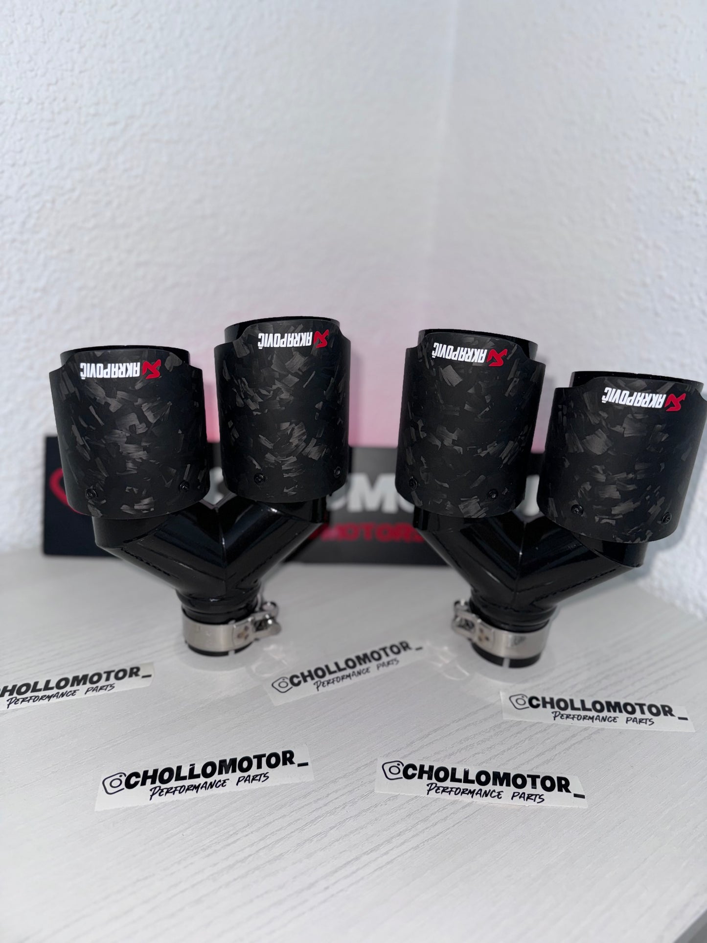 Colas escape dobles Carbono Forjado Mate