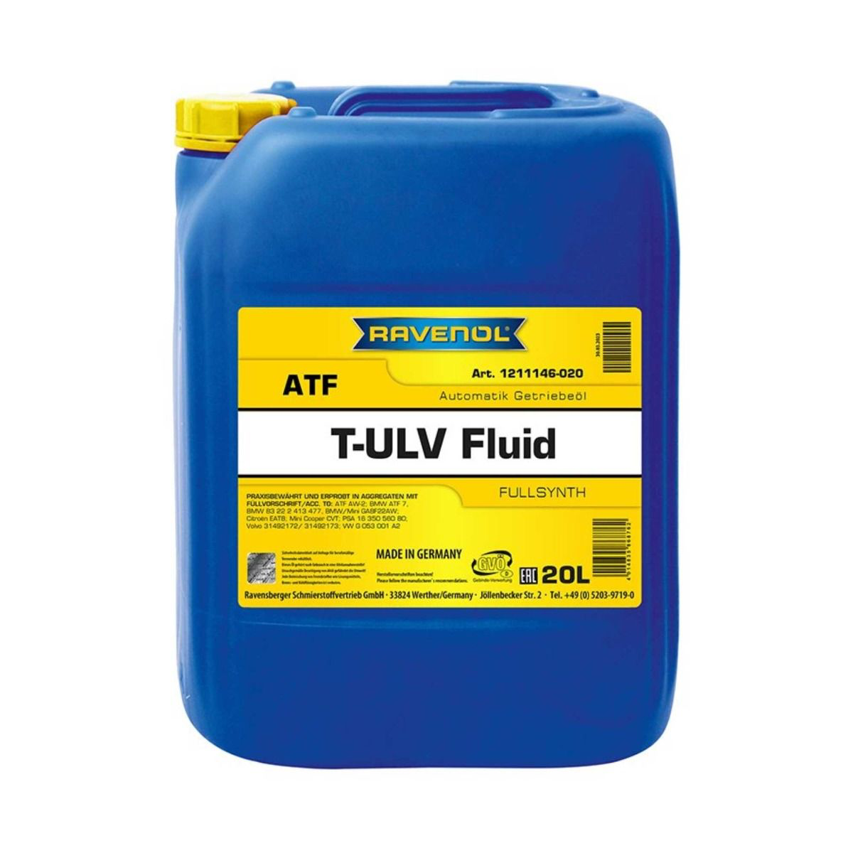 ACEITE DE TRANSMISION UTOMATICA RAVENOL ATF T-ULV FLUID 4 L