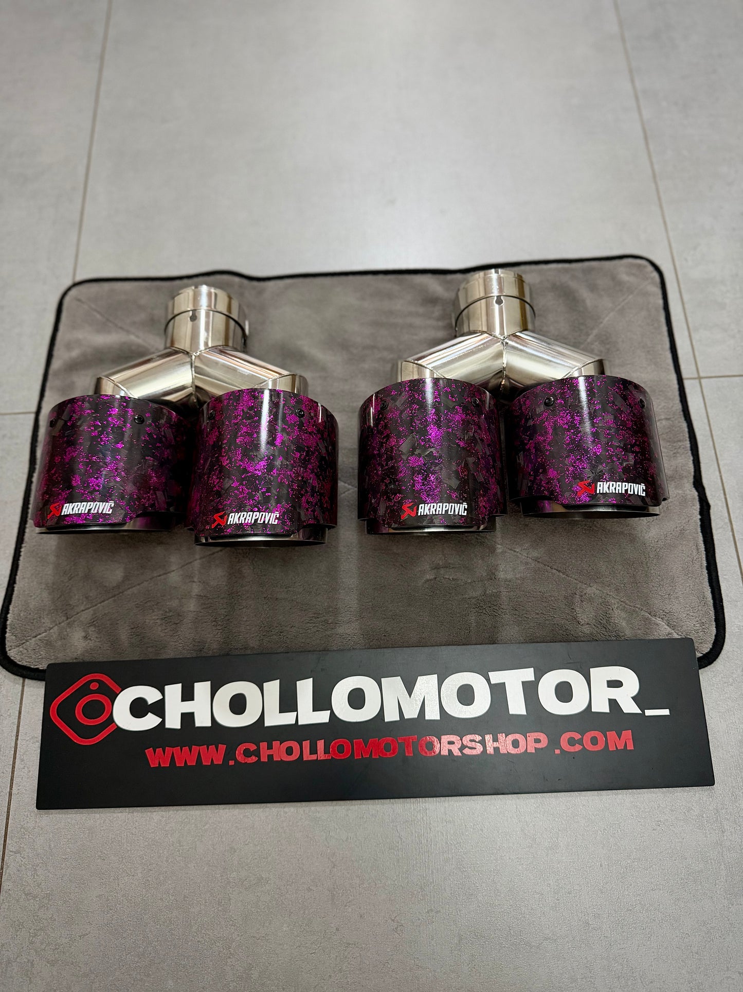 Colas escape dobles Carbono Forjado Morado