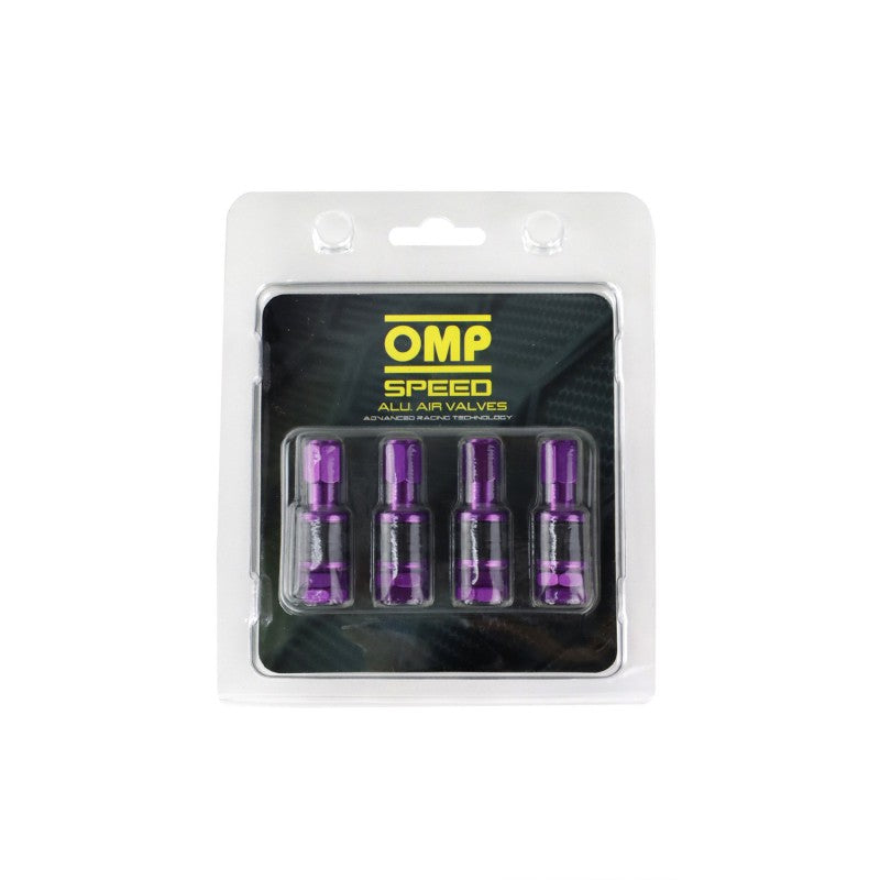 TAPONES DE ALUMINIO+VALVULAS DE REGALO COLOR VIOLETA OMP SPEED