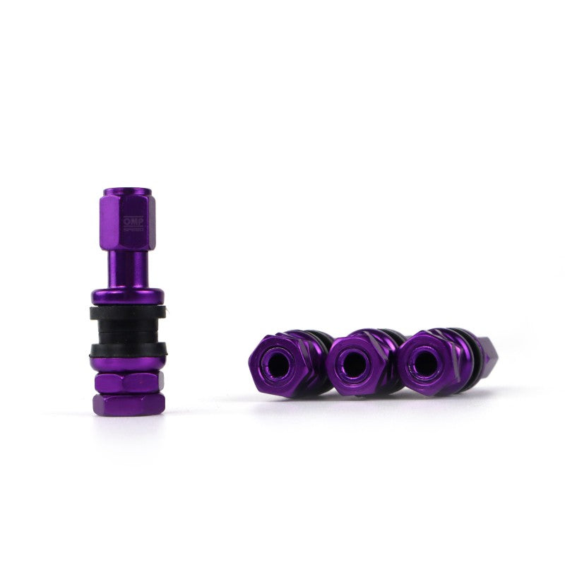 TAPONES DE ALUMINIO+VALVULAS DE REGALO COLOR VIOLETA OMP SPEED