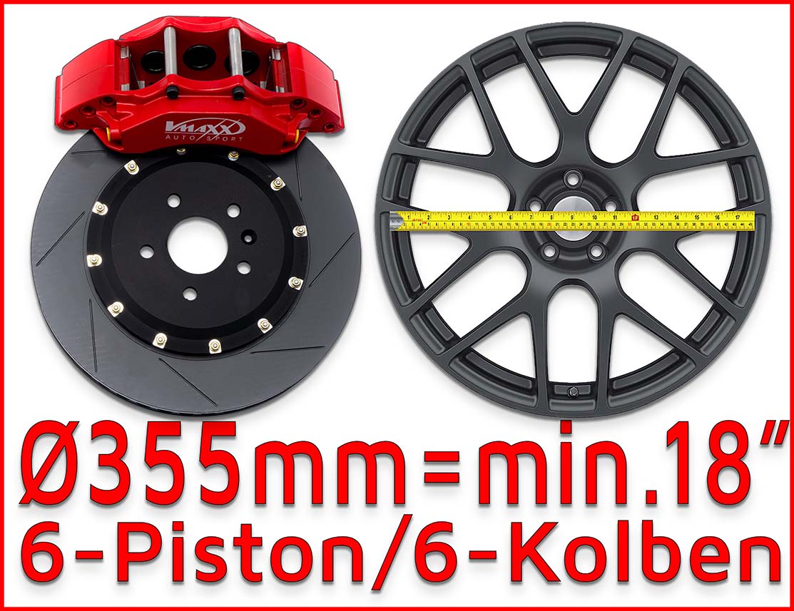 Kit frenos delanteros V-MAXX 355mm 6 pistones para Golf 5 GTI / Golf 6 R / Leon 2 Cupra / S3 8P / TT Mk2