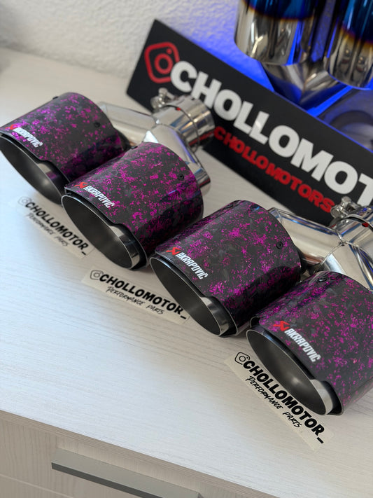 Colas escape dobles Carbono Forjado Morado