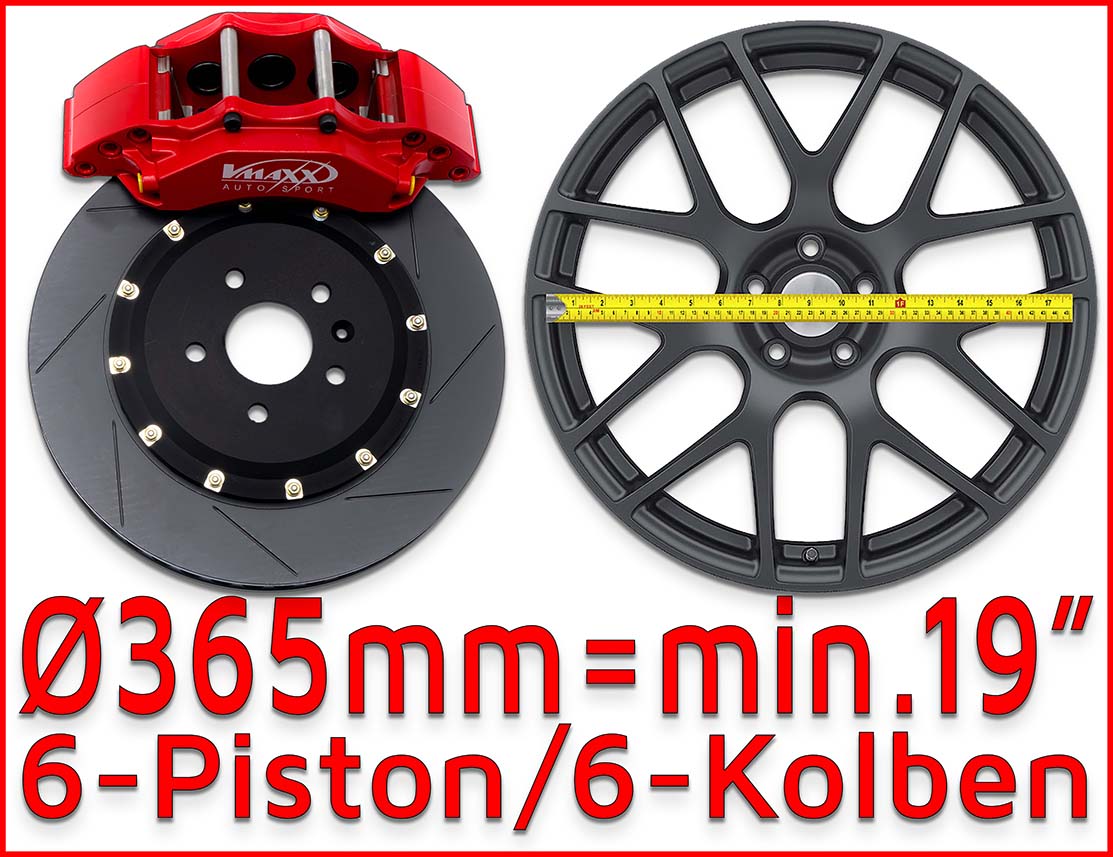 Kit frenos grandes delanteros V-MAXX 365mm 6 pistones para BMW 135i E82 / 335i E9x